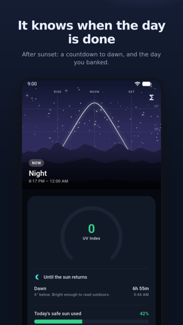 Night screen: stars over the ridge and a countdown to dawn